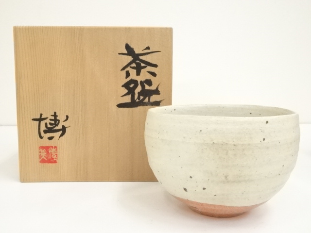 JAPANESE TEA CEREMONY / TEA BOWL CHAWAN / WHITE GLAZE 